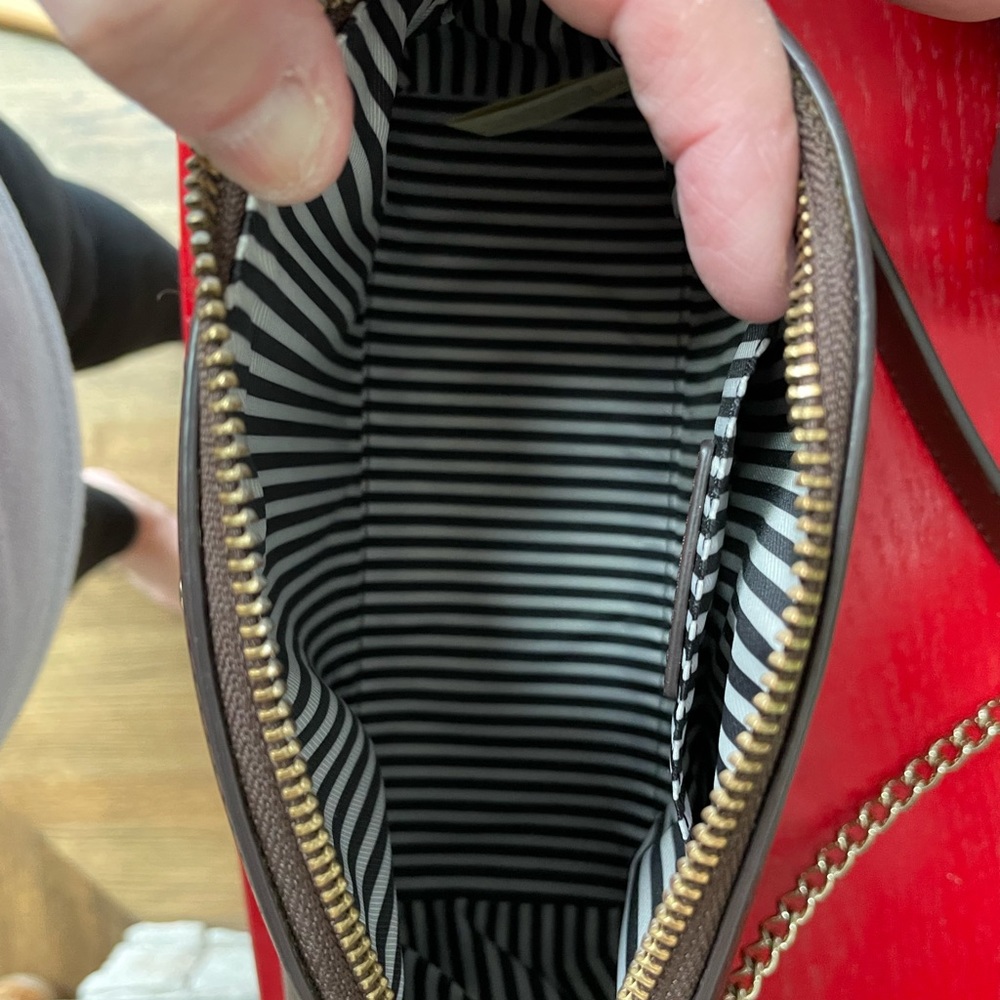 kate spade Brown Leather Half-Moon Shoulder Bag with Gold Chain - Picture 3 of 9